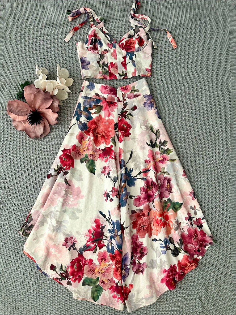 PatBo Floral Print Bustier Crop Top Size 8